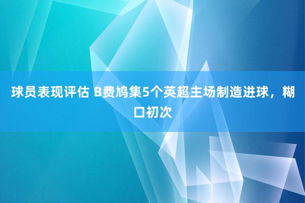 球员表现评估 B费鸠集5个英超主场制造进球，糊口初次