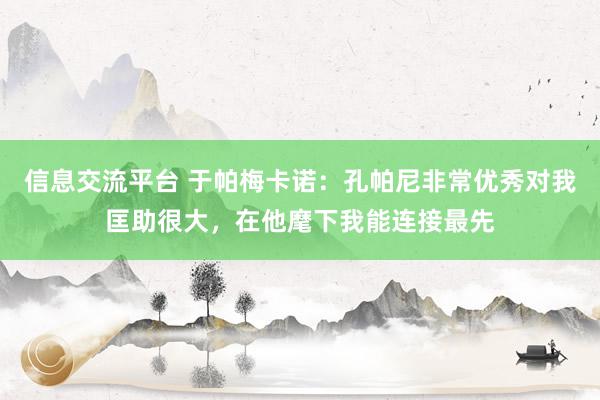 信息交流平台 于帕梅卡诺：孔帕尼非常优秀对我匡助很大，在他麾下我能连接最先